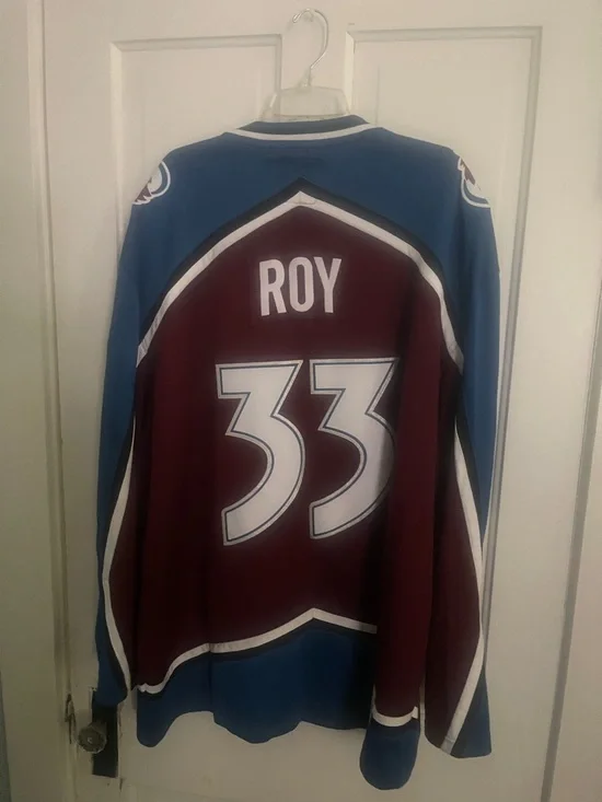 Patrick Roy Fanatics Blue and Burgundy Vintage Hockey Jersey Tag 3XL - Picture 3 of 3